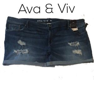 Denim Midi distressed Short, 24W